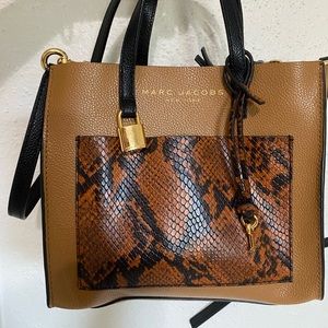 Marc Jacobs Mini Grind Brown Colorblock Snakeskin Tote